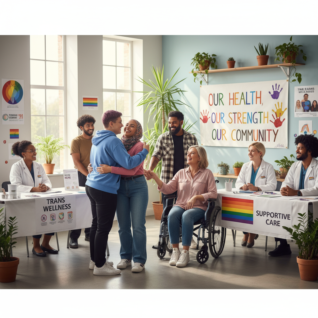 health and support of trans-persons, in a realistic, inclusive, and supportive style